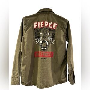 Mango Kids Olive Green Boy Shirt